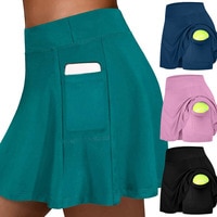 Для женщин Фитнес теннис розовая цвет: черный, синий зеленый короткая юбка с карманами быстросохнущие спортивные юбки размера плюс 1005001846152135