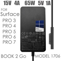 Оригинальный Новый 15V 4A 65W для Microsoft surface book pro3 pro4 pro 5 pro 6 pro7 адаптер питания 1706 зарядное устройство Быстрая зарядка с 5V 1A 1005001846573654