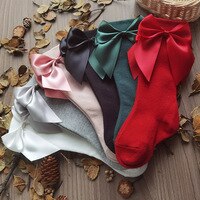 Носки для маленьких девочек, осенние носки для малышей с большим бантом до колена, мягкие милые детские рождественские носки, хлопковые красные носки для новорожденных 1005001851586295