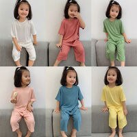 Комплект детской одежды из 2 предметов, однотонная летняя пижама из модала для новорожденных мальчиков и девочек, От 1 до 6 лет 1005001863453087