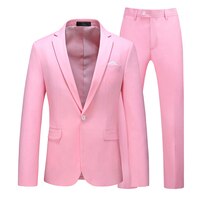 Мужской пиджак и брюки, приталенный силуэт, официальная одежда, деловой костюм для работы, свадьбы, смокинг, костюм, Блейзер, брюки, белые, розовые, красные мужские костюмы 1005001866201365