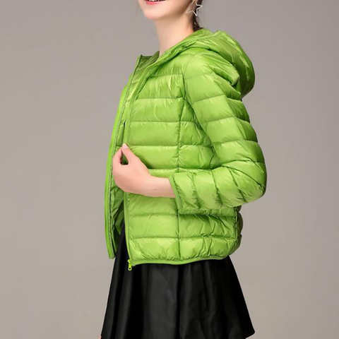 Куртка женская короткая на молнии, Ультралегкая, с капюшоном, однотонная 1005001872809074
