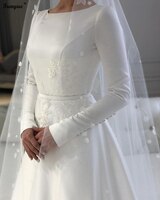 Женское свадебное платье It's yiiya, белое ТРАПЕЦИЕВИДНОЕ ПЛАТЬЕ в мусульманском стиле с длинными рукавами и фатной юбкой на лето 2022 1005001875347817