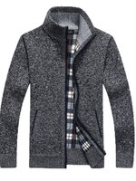 Мужской вязаный свитер, флисовый Кардиган с длинным рукавом, цвет белый, повседневная одежда на осень и зиму, размера плюс 1005001889462710