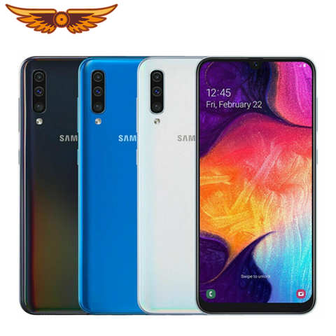 Оригинальный разблокированный сотовый телефон Samsung Galaxy A50 Octa-core, экран 6,4 дюйма, 4 Гб ОЗУ, 64 Гб ПЗУ, тройная задняя камера 25 МП, две SIM-карты, Android 1005001899134987