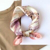 100% шелковый шарф женский шейный ободок для волос Элегантный шарф с цветочными узорами бандана небольшие Квадратные Платки Женский платок 1005001953018267
