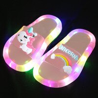 Тапочки для девочек, детские тапочки с единорогом и светодиодами, детские сандалии, детская обувь для девочек и мальчиков, обувь с подсветкой для малышей 1005001960640605