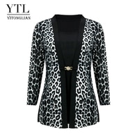 YTL Женская шикарная леопардовая блузка для работы размера плюс, модная Лоскутная тонкая рубашка с длинным рукавом, осень-весна, туника, топы, Blusas H414 1005001961433110