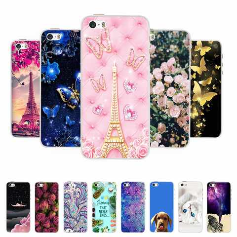 Чехол для телефона iPhone 4 4S 5 SE 5S 5SE Fundas Coque, силиконовый чехол, мягкая задняя крышка для iPhone 4 5 S, чехол с милым цветком, ультратонкий 1005001966969468