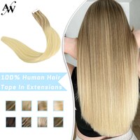 Лента из человеческих волос AW 12-28 дюймов, европейские прямые Бесшовные Невидимые натуральные волосы для наращивания 1005001967428878