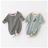 MILANCEL весенняя одежда для малышей полосатый хлопковый комбинезон для новорожденных мальчиков комбинезон с вышивкой динозавра для малышей 1005001993313489