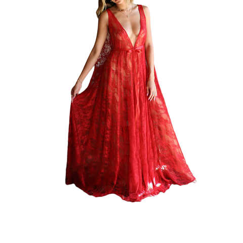 Сексуальное женское цельнокроеное платье без рукавов с глубоким вырезом, кружевное длинное платье с присборенной талией для косплея на лето 1005001999346040