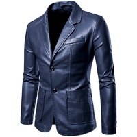 Новинка весна-осень 2022, мужской кожаный костюм с лацканами, пальто/мужской деловой Повседневный пиджак из искусственной кожи 1005002007488282