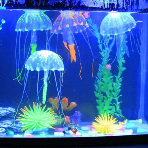 Разноцветная искусственная Медуза со светящимся эффектом, аквариумный Декор для аквариума, мини-подводная лодка, украшение, Водные товары для домашних животных 1005002019945161