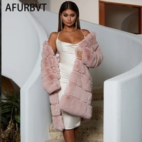 Горячая Распродажа 2022, теплое зимнее пальто, модное пальто из лисьего меха, Женское пальто большого размера из искусственного меха, женское розовое, черное, 6XL 1005002022148310