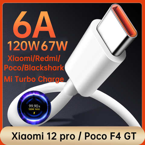 Оригинальный зарядный кабель Xiaomi 120 Вт для быстрой зарядки 6A для Mi 10T 10 Pro 5G Black Shark 3S Pad 5 1M 2M Redmi 9 9C 9A K30i K40 1005002023058761