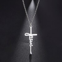 My Shape Ожерелье с подвеской-крестом Иисуса для женщин и мужчин, чокер из нержавеющей стали, Религиозные христианские украшения, рождественский подарок 1005002023911951