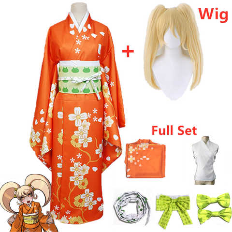 Аниме Супер данганронпа 2 Hiyoko Saionji Косплей Костюм Кимоно для взрослых женщин оранжевое платье Хэллоуин Карнавальная одежда костум 1005002027183394