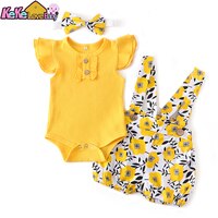 Комплект летней одежды для маленьких девочек, модный вязаный хлопковый комплект детской одежды для новорожденных, шорты, повязка на голову с бантом, 3 шт., наряды для малышей 1005002038678656