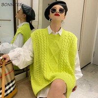 Женский свитер с круглым вырезом, однотонный минималистичный Повседневный стильный шикарный жилет в Корейском стиле, универсальная Осенняя теплая женская одежда 1005002045554545
