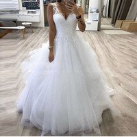 ZJ9210 бальное платье принцессы с V-образным вырезом, свадебное платье с фотоблестками, белое платье невесты на заказ, Зимние свадебные платья 1005002063627621
