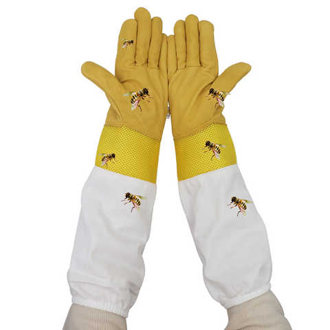 Перчатки для пчеловодства желтые короткие сетчатые защитные рукава дышащие белые кожаные и тканевые перчатки для пчеловодства 1005002091161251