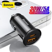 Автомобильное зарядное устройство Baseus 30 Вт с USB-портом для быстрой зарядки 4,0 3,0 FCP SCP USB PD для Xiaomi iPhone 12 13 14 Pro, автомобильное зарядное устройство для телефона с быстрой зарядкой 1005002098756476