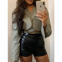 Gtpdpllt серый двухслойный бандажный Тонкий Блейзер Desigual женский короткий пиджак с длинным рукавом и карманами женская верхняя одежда 2021 укороченные топы 1005002111225385