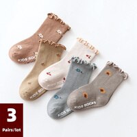 3 пары/Лот, детские носки однотонные осенне-весенние нескользящие носки для новорожденных мальчиков хлопковые носки-тапочки для мальчиков и девочек 1005002114570256