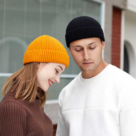 Модная шапка в стиле хип-хоп вязаная шапка мужская шапка женская зимняя теплая мешковатая шапка с отворотом 1005002115965892