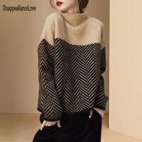 Женский свитер с высоким воротником, плотный теплый пуловер 2022, кашемировый джемпер, Мягкий Вязаный Свитер оверсайз, корейские женские джемперы 1005002129138161