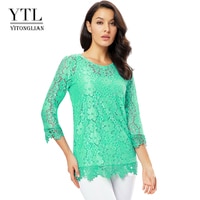 Женская винтажная кружевная блузка Yitonglian, летняя блузка с цветочным кружевом, размера плюс, для вечерние, работы, Женская туника, H244N 1005002130009459