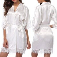 Новая женская ночная сорочка халат кружево Ночная рубашка с коротким рукавом Ночное платье Кружева сексуальное платья для сна с поясом 1005002135997110