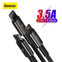 Baseus 3 в 1 USB-кабель для iPhone 14 Pro Max Micro Type C USB-кабель для Xiaomi Red mi note 9 Samsung S23 шнур для быстрой зарядки 1005002186351497