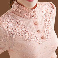 Женская кружевная блузка с длинным рукавом, осенне-зимняя укороченная кружевная водолазка, Топ для женщин, блузка, рубашки, женская одежда 1005002192130821
