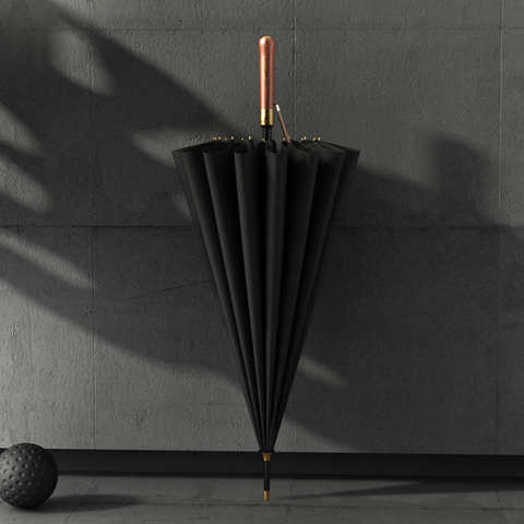 OLYCAT-длинный прямой зонт с хвостовиком, деревянная ручка, высококачественный классический бизнес, черный и синий, для путешествий на открытом воздухе, 16K 1005002196162905