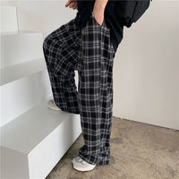 Женские брюки в шотландскую клетку, повседневные свободные брюки с широкими штанинами и карманами в стиле ретро, подростковые прямые брюки в стиле хип-хоп, уличная одежда унисекс 1005002202674617