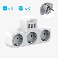 Удлинитель настенный TESSAN с 3 розетками переменного тока и 3 USB-портами, 5 В, а 1005002224539203