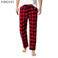Пижамные штаны мужские в клетку, фланелевые пижамные штаны для отдыха, на пуговицах, с завязками, красные, черные 1005002247932137
