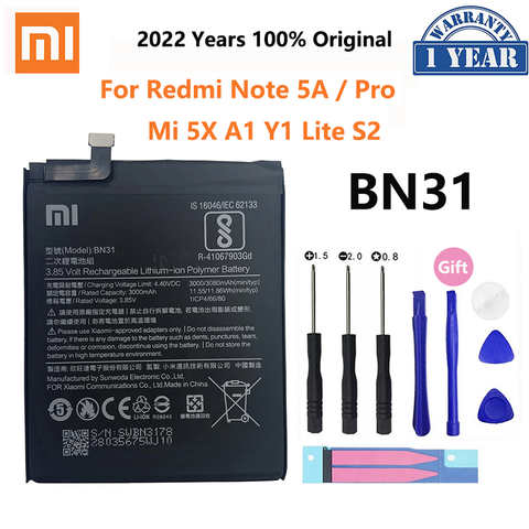 Аккумулятор Xiao Mi BN31 для Xiaomi Mi 5X, Mi5X, Redmi Note 5A/Pro, Mi A1, Y1 Lite, S2, 3000 мАч 1005002255246964