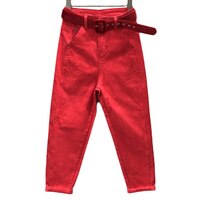 Новые весенне-осенние повседневные джинсы, женские большие красные свободные тонкие шаровары, модные женские штаны из хлопка, укороченные штаны, тренд 5XL 1005002266409607