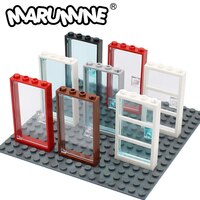 Marumine 60616 оконная дверная рама 1x4x6 строительные блоки 60596 MOC детали со стеклом игрушки для детей дом город совместимый кирпич 1005002270503563