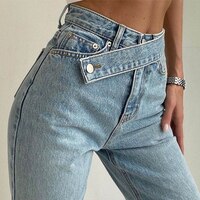 Прямые джинсовые брюки, женские свободные джинсы с завышенной талией, женские широкие брюки, мешковатые синие джинсы Y2K, женские джинсы 1005002270729285