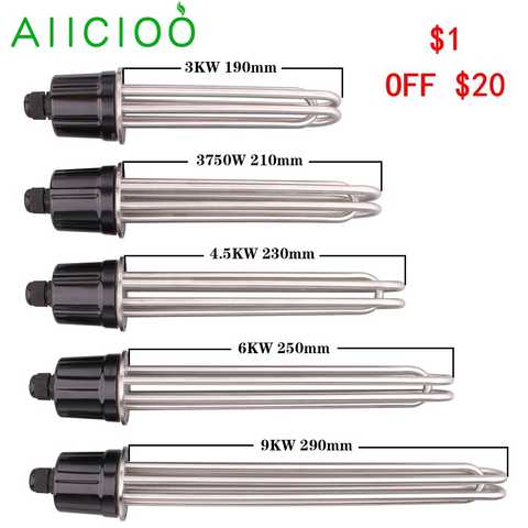 AIICIOO 2 "Tri Зажим нагревательный элемент 220v тэн для самогоноварения SUS304 64 мм фланцем по той же цене Мощность 3KW/4.5KW/6KW/9KW/12KW 1005002277199860