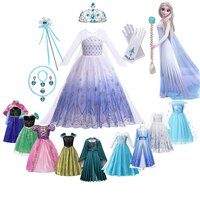 Платье принцессы «Холодное сердце» 1 и 2 Анны, детское платье на день рождения, женский костюм Снежной королевы, костюм для косплея, бальное платье для девочек, одежда 1005002283522682