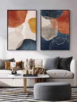 Абстрактная Геометрическая линия Morandi оранжевый акварельный настенный плакат печатная фотография искусства гостиная домашний декор 1005002284557402
