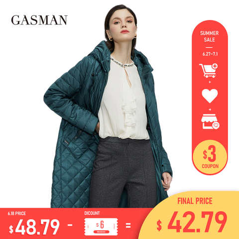 GASMAN 2022 женские весенние куртки, дизайнерский Тренч, длинная повседневная куртка-пуховик с воротником-стойкой и капюшоном, Женское пальто, верхняя одежда 21865 1005002305024600