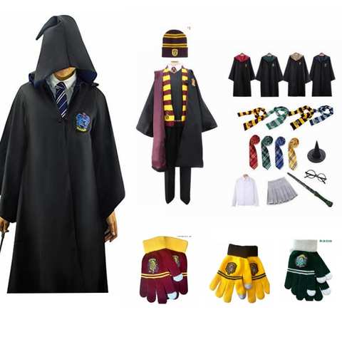 Костюм для косплея Поттера, волшебный халат, накидка, костюм Гермиона, галстук, шарф, палочка, очки, годрический подарок, косплей, одежда для Хэллоуина и вечеринки 1005002307636689