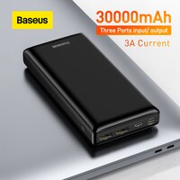 Внешний аккумулятор Baseus, ёмкость 30000мАч, входной/выходной порт USB C, подойдёт для iPhone 11/11 Pro/12/12 Pro и Xiaomi 1005002309167190