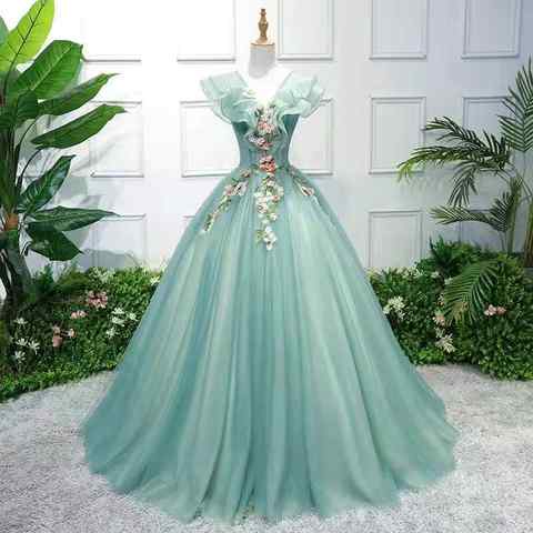Женское зеленое платье без рукавов, элегантное бальное платье с V-образным вырезом и милым цветочным принтом 1005002319033633